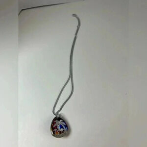 Vintage German Glass Intaglio Pendant Necklace